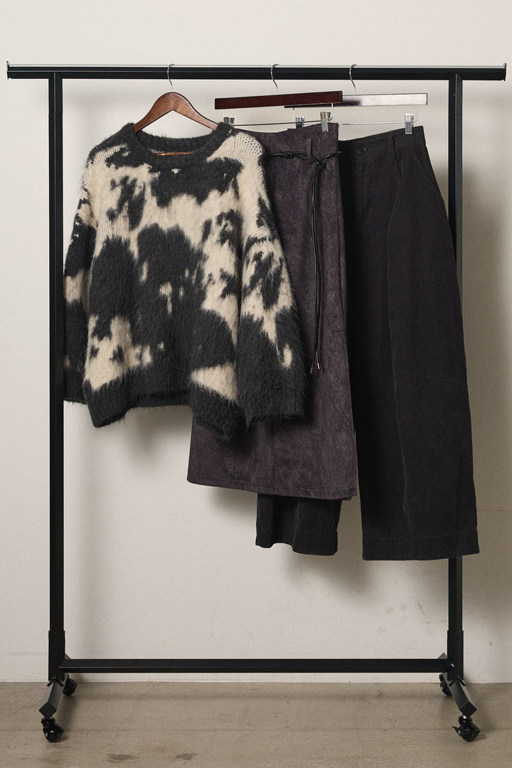 【着回しセット】[SET]モヘアタッチマーブルニット+タック入りコーデュロイワイドパンツ+ロープベルト付きスウェード調スカート(3set)