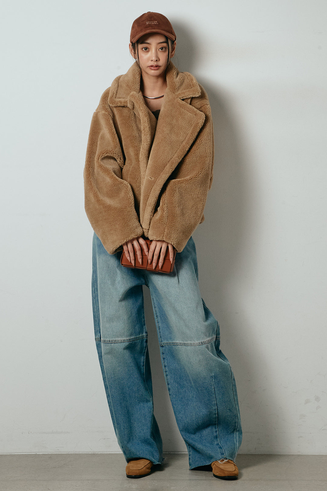 【2月中旬発送】
[SET]テディボアショートジャケット+加工デニムタックコクーンワイドパンツ(2set)