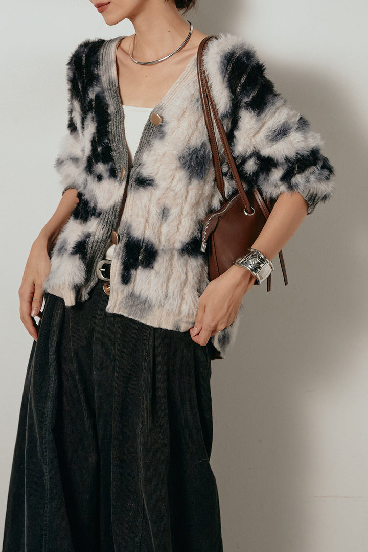 【着回しセット】[SET]タイダイ柄シャギーニットカーディガン+タイダイ柄シャギーニットカーディガン(2set)