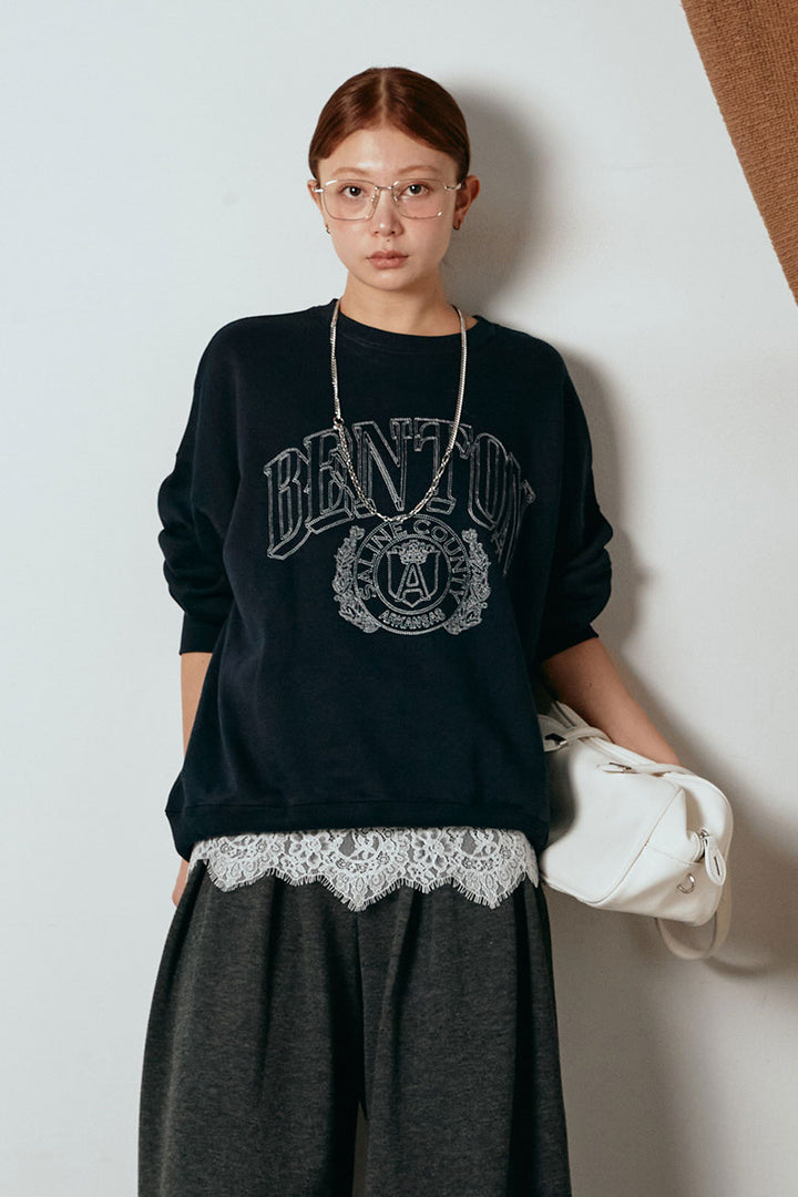 [SET]フロントロゴスウェットプルオーバー+カップ付きレースドッキングキャミソール(2set)