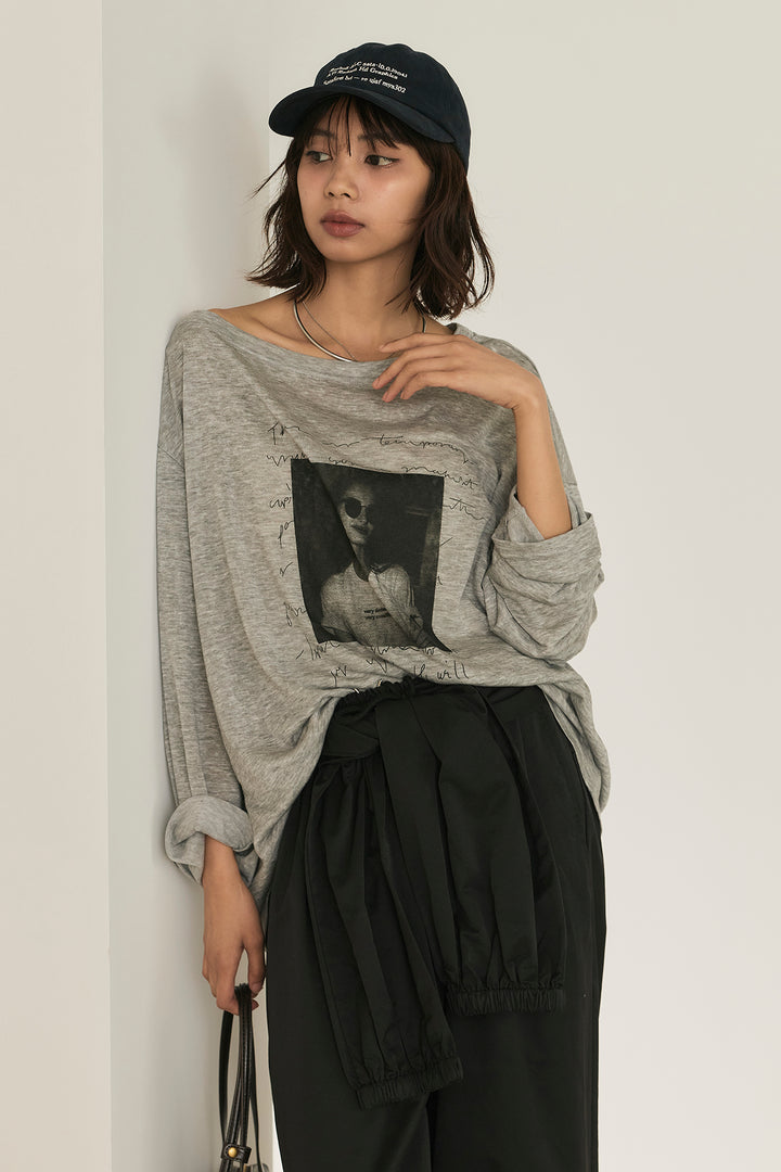 [SET]ヴィンテージグラフィックロンT+合繊ツイルスタンドウエスト巻きジョガーパンツ(2set)