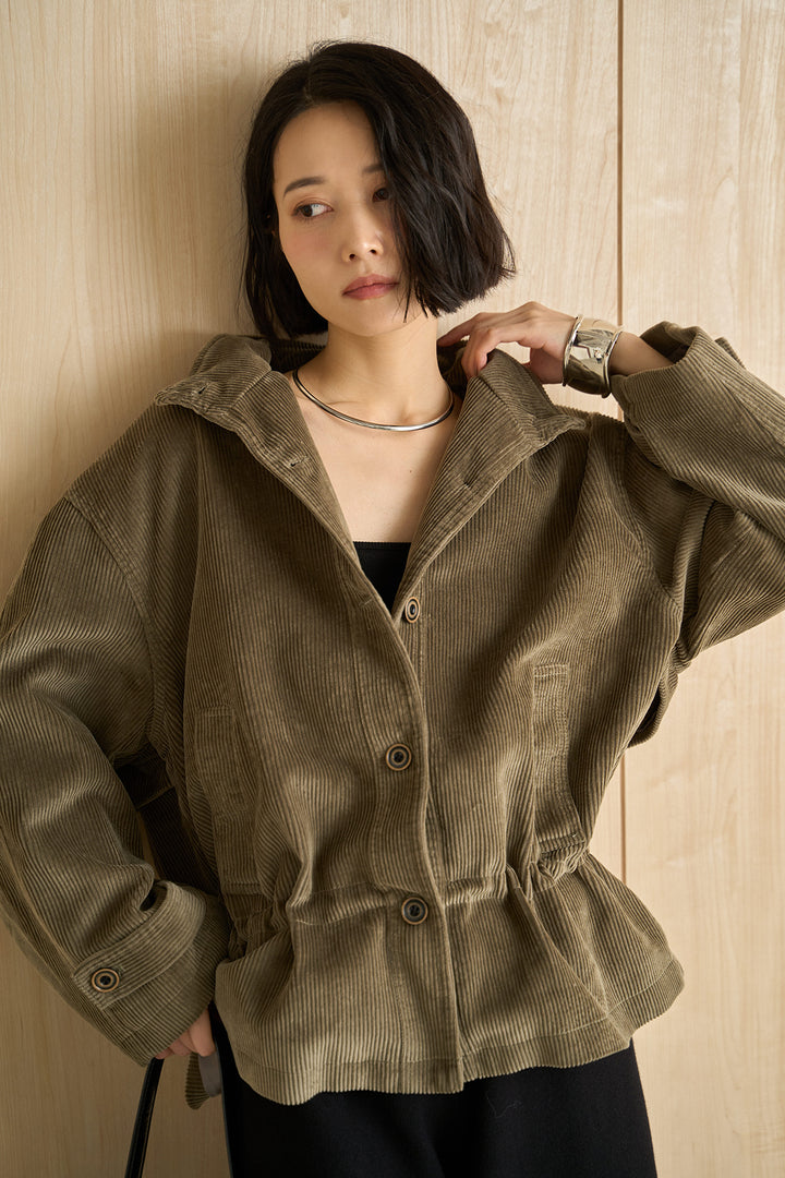 [SET]コーデュロイスタンドカラージャケット+リラックスニットショートパンツ(2set)