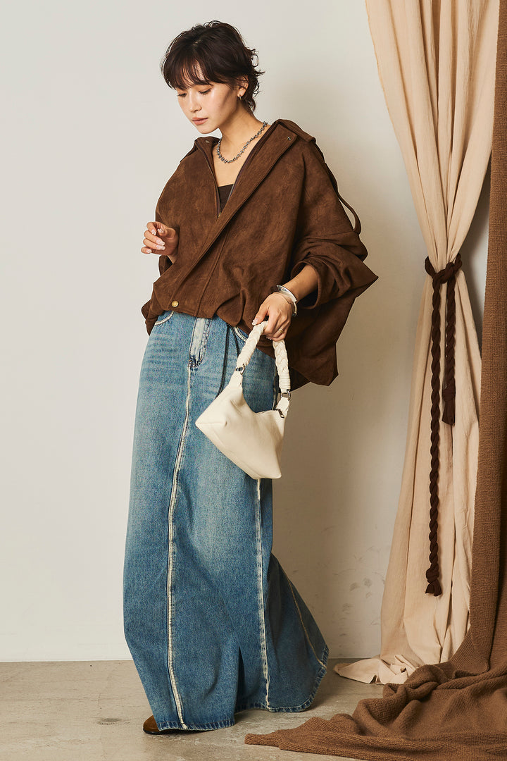 【即納】バルーンシルエットフェイクスエードブルゾン