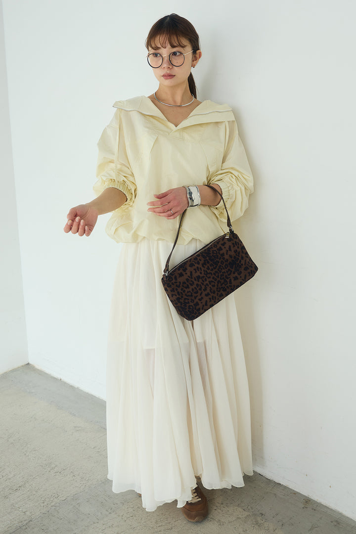 [SET]ナイロンフーディーブルゾンアウター+シアーフリルキャミワンピース(2set)