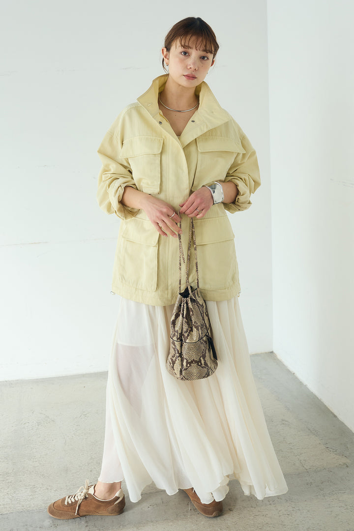 [SET]ナイロンツイルフィールドジャケット+シアーフリルキャミワンピース(2set)