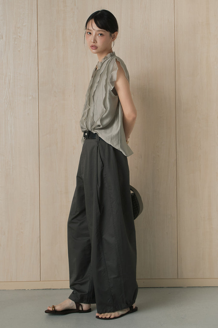 【着回しセット】[SET]フリルネックシャイニーブラウス+フリルネックシャイニーブラウス(2set)