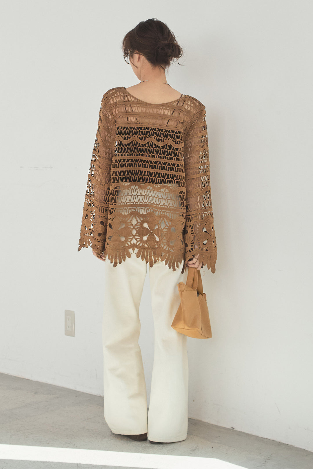 [SET]裾デザインメッシュプルオーバー+スプリングカラーデニムパンツ(2set)