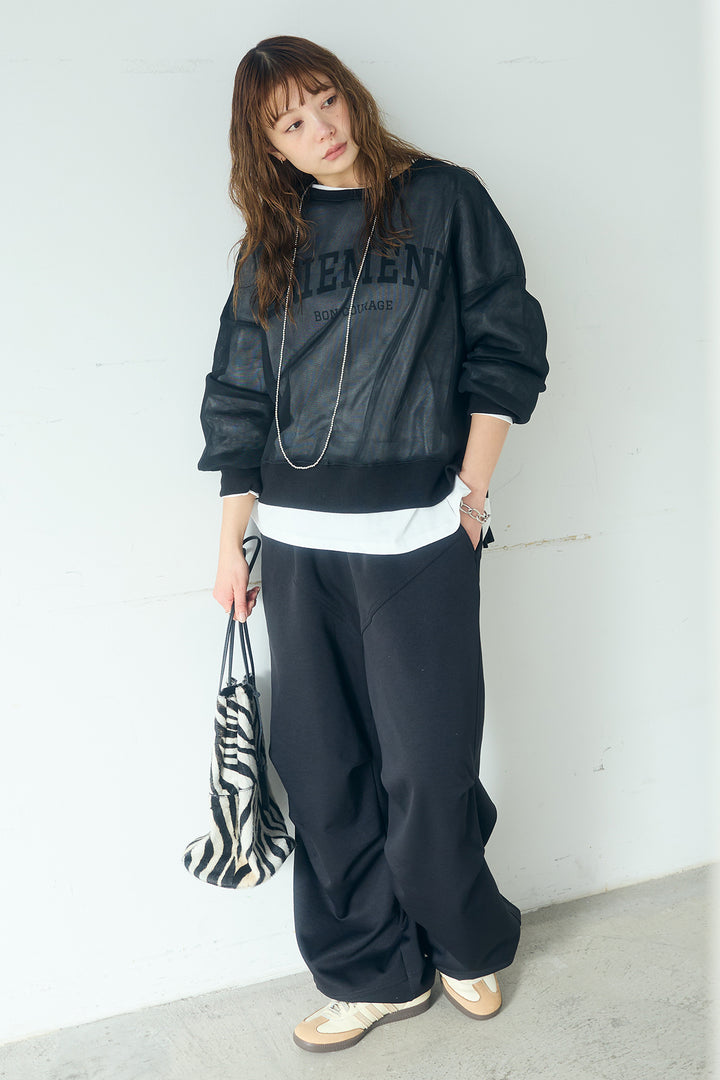 [SET]クリアダンボールプルオーバー+ランダムタックデザインワイドパンツ(2set)