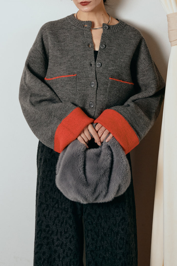 [SET]アルパカタッチダブルフェイスカーディガン+レオパードジャガードニットパンツ(2set)