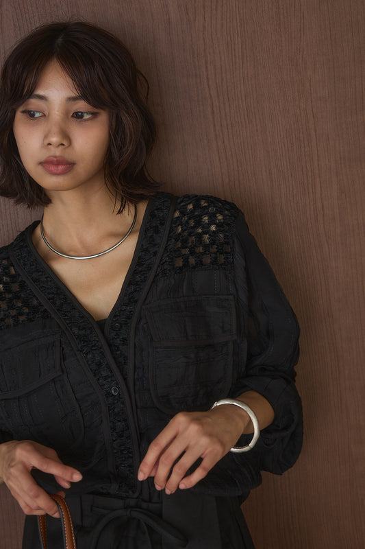 【着回しセット】[SET]異素材切替シアーメッシュカーディガン+異素材切替シアーメッシュカーディガン(2set)