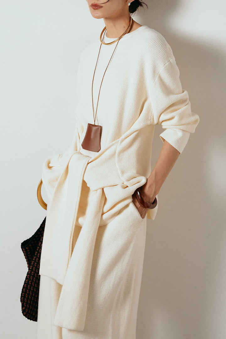 [SET]ウエスト巻きワッフルニットSETUP