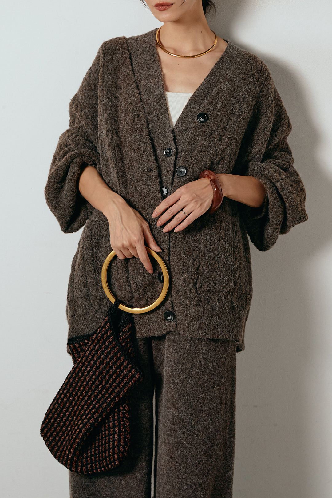 [SET]3ピースフロントボタンニットSETUP