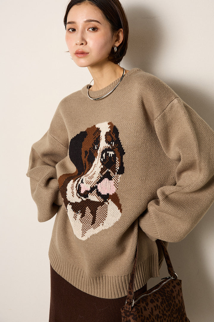 [SET]アニマルジャガード柄ニットトップス+リブナローニットスカート(2set)