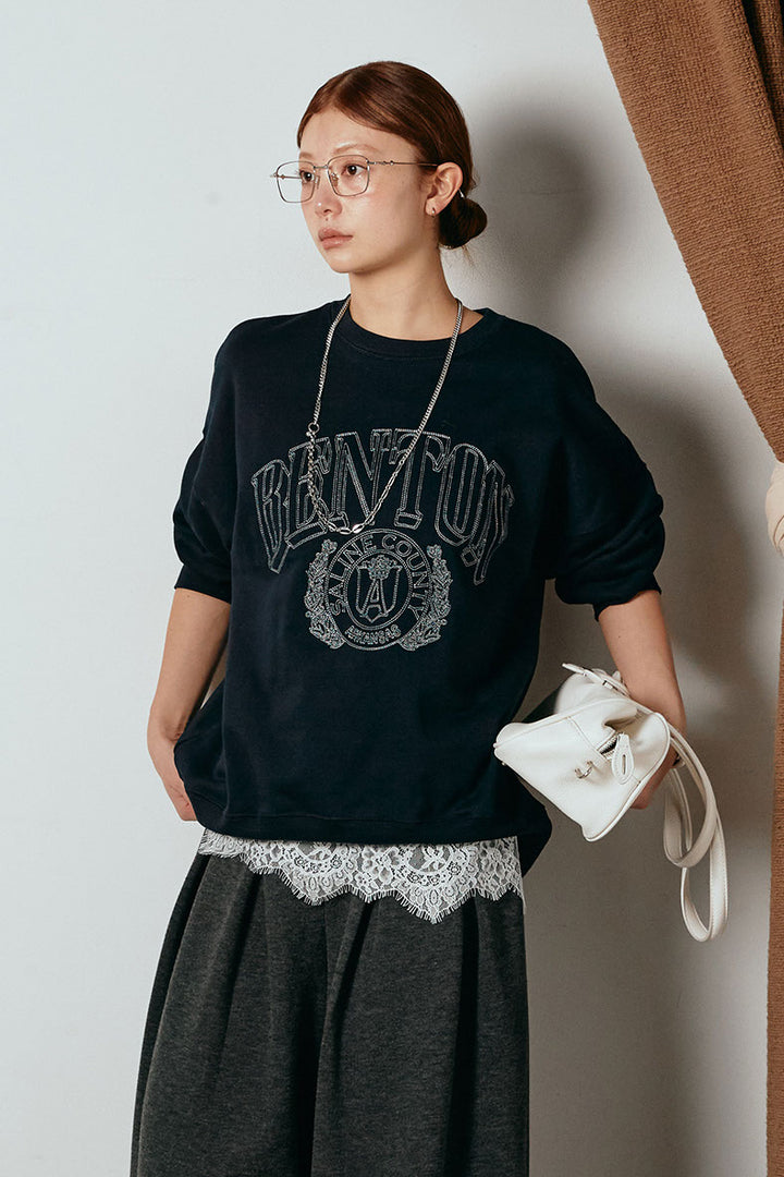 [SET]フロントロゴスウェットプルオーバー+カップ付きレースドッキングキャミソール(2set)