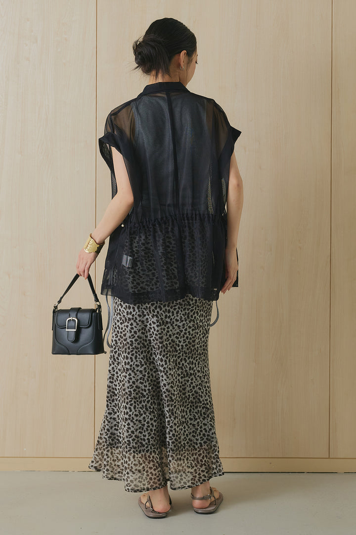 [SET]メッシュフレンチテーラードジャケット+リラックスレオパードナロースカート(2set)