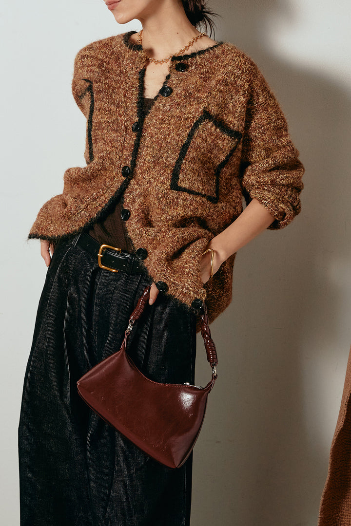 [SET]ミックスニットポケットカーディガン+フロントタック入りコーデュロイパンツ(2set)