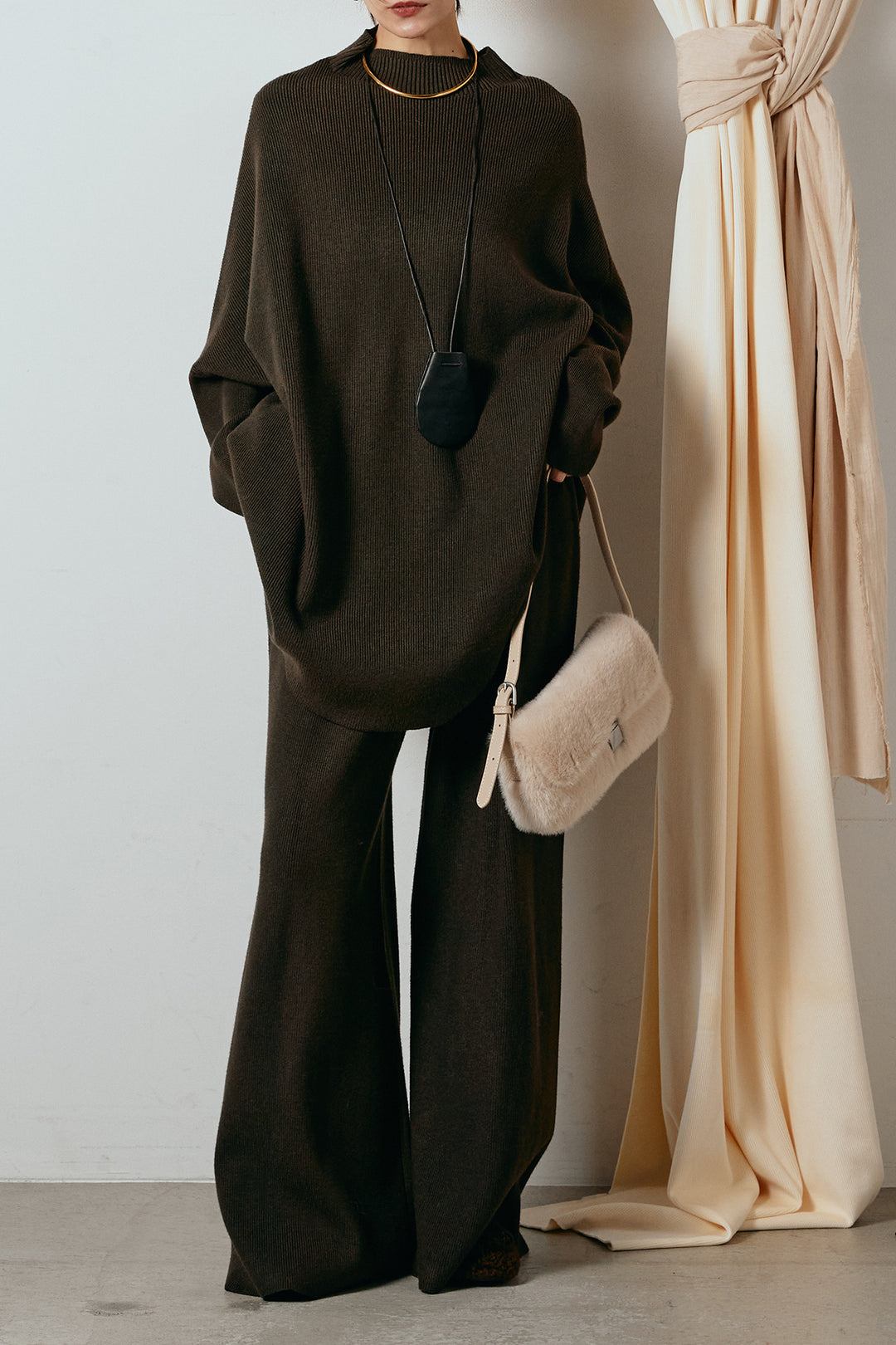 [SET]ポンチョシルエットニットSETUP