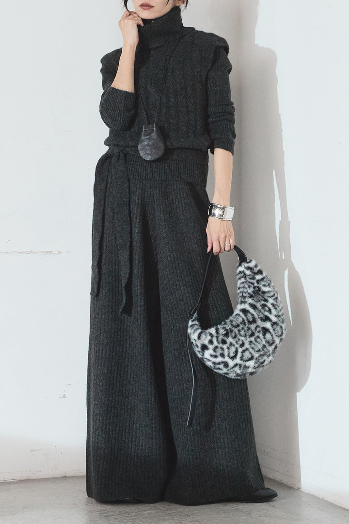 [SET]3ピースハイネックニットベストSETUP