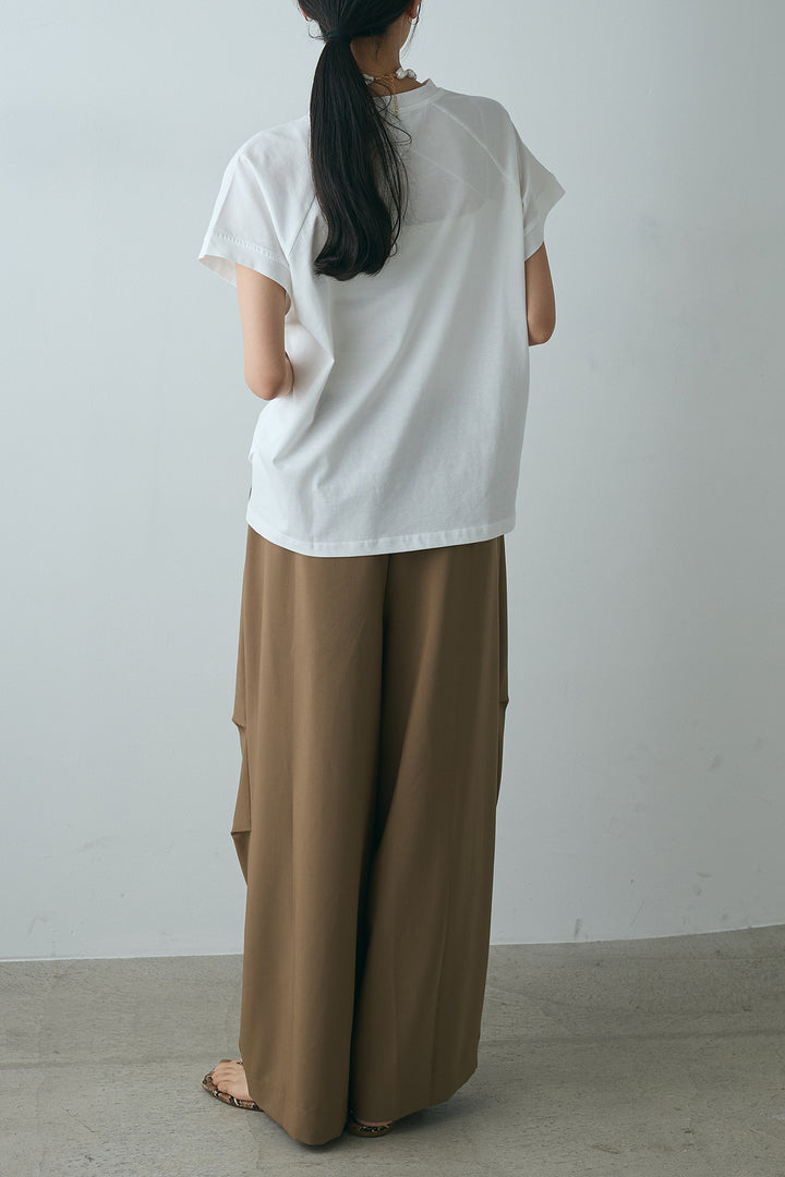 [SET]フォトプリントラグランTシャツ+ランダムタック入りワイドパンツ(2set)