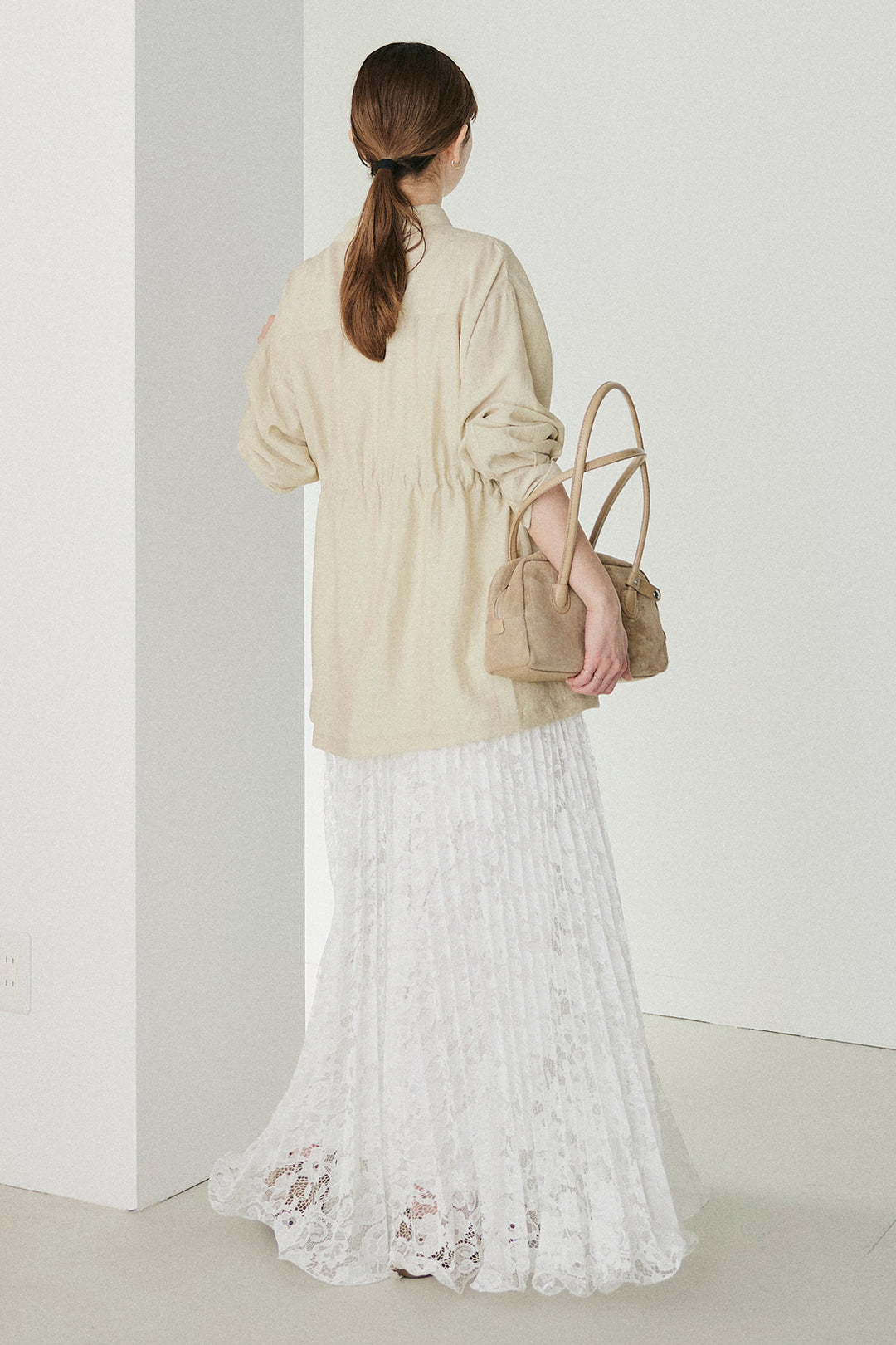 [SET]リネンブレンドシアーサファリシャツ+リラックスプリーツスカート(2set)