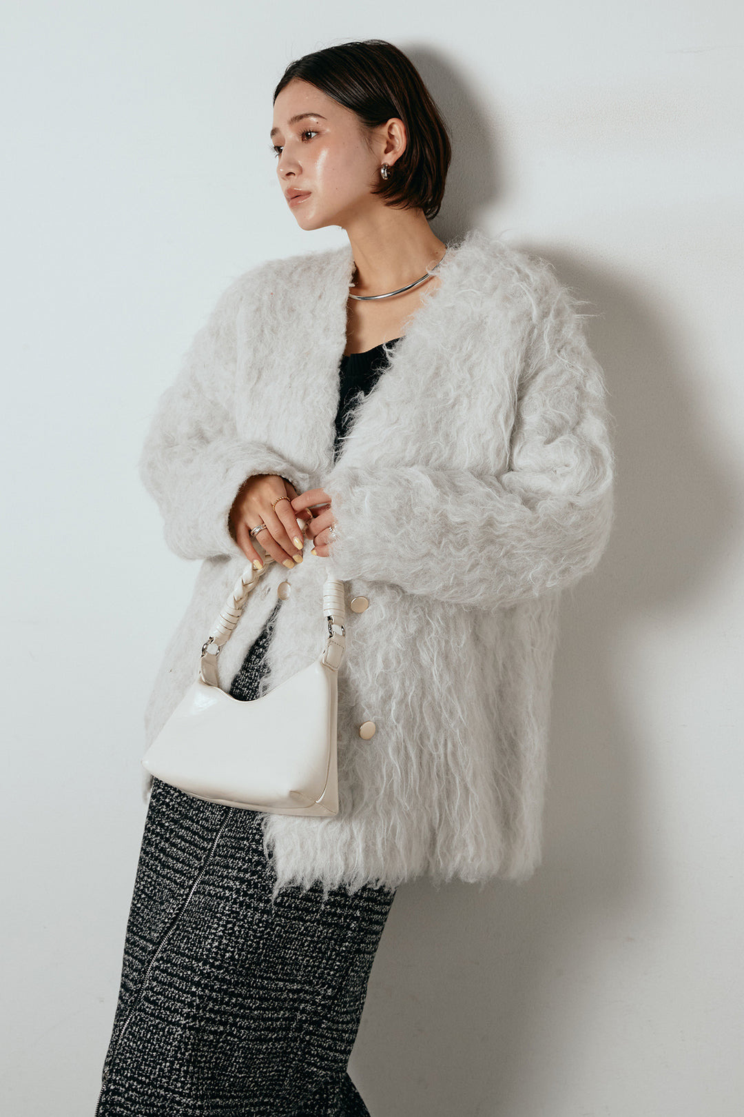 ウェーブシャギーニットジャケット