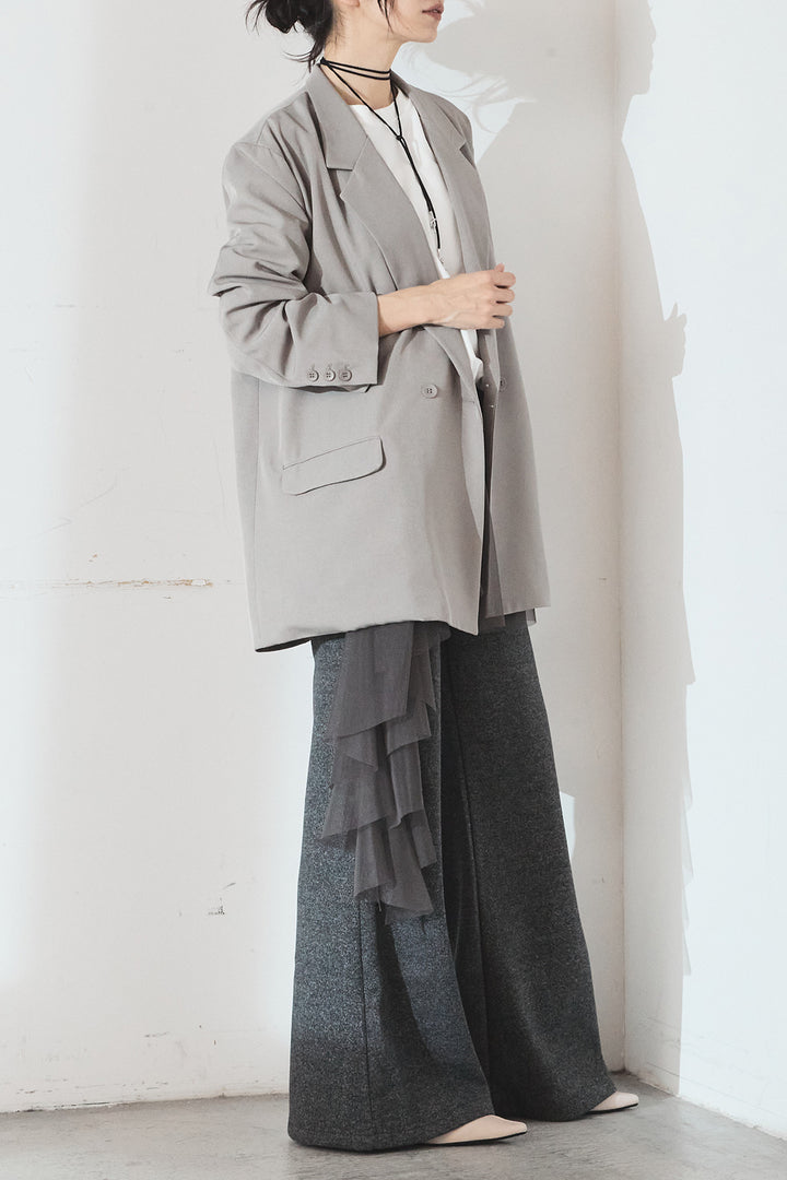 [SET]ルーズシルエットダブルテーラードジャケット+ストレッチロングTシャツ(2set)