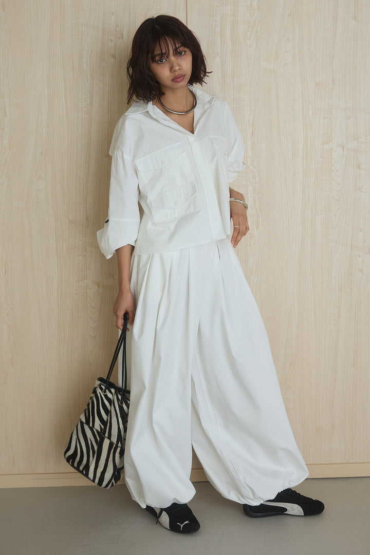 [SET]ビッグポケットシャツ+裾絞りワイドパンツ(2set)