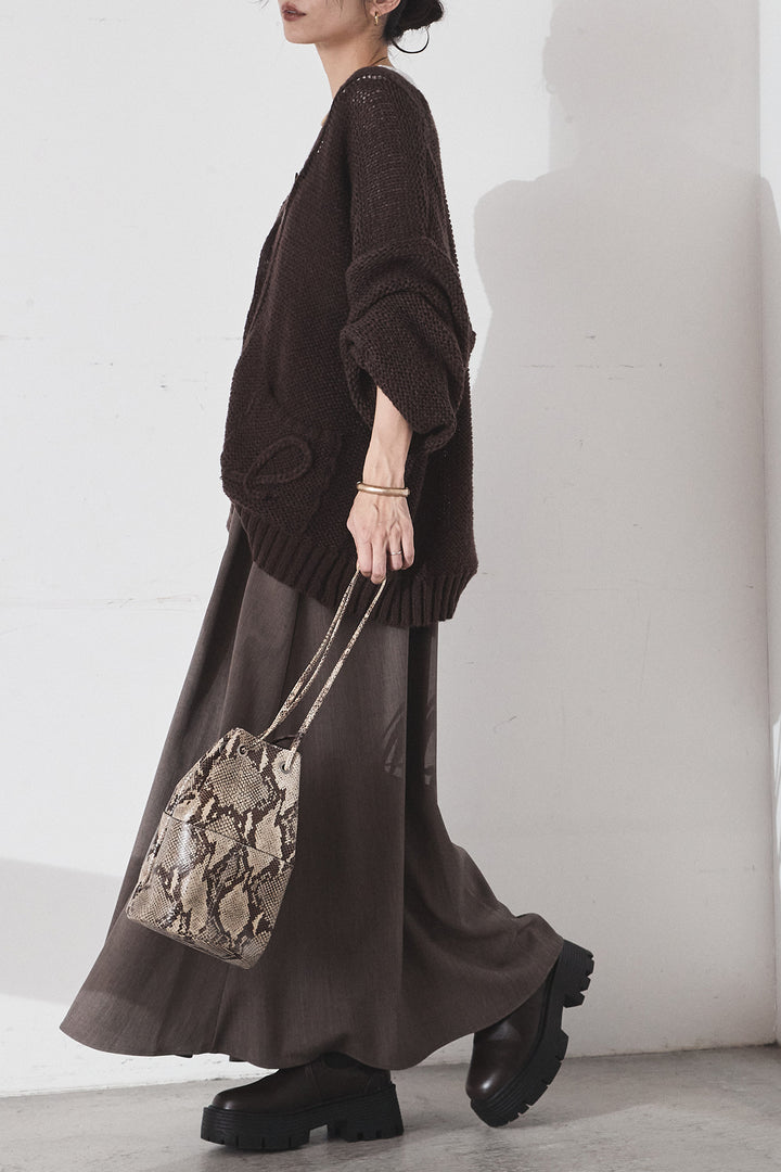 [SET]コード刺繍リラックスニットカーディガン+フレアリラックスキャミワンピース(2set)