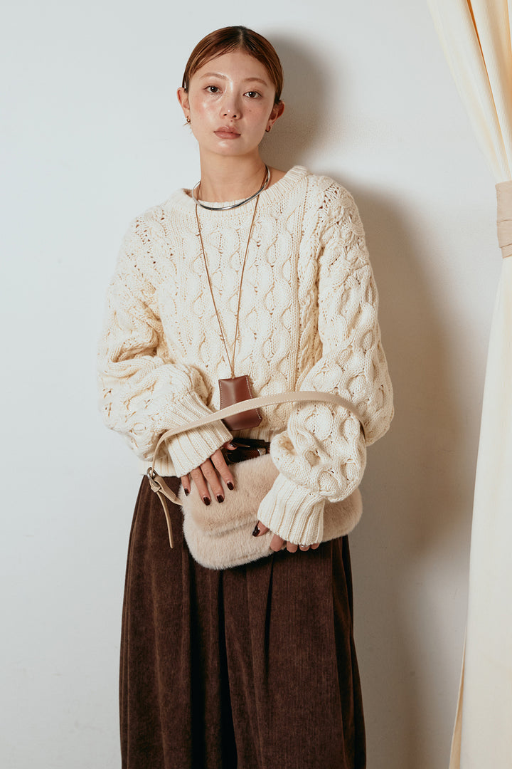 [SET]バルキーケーブルプルオーバー+コーデュロイサイドタックコクーンパンツ(2set)