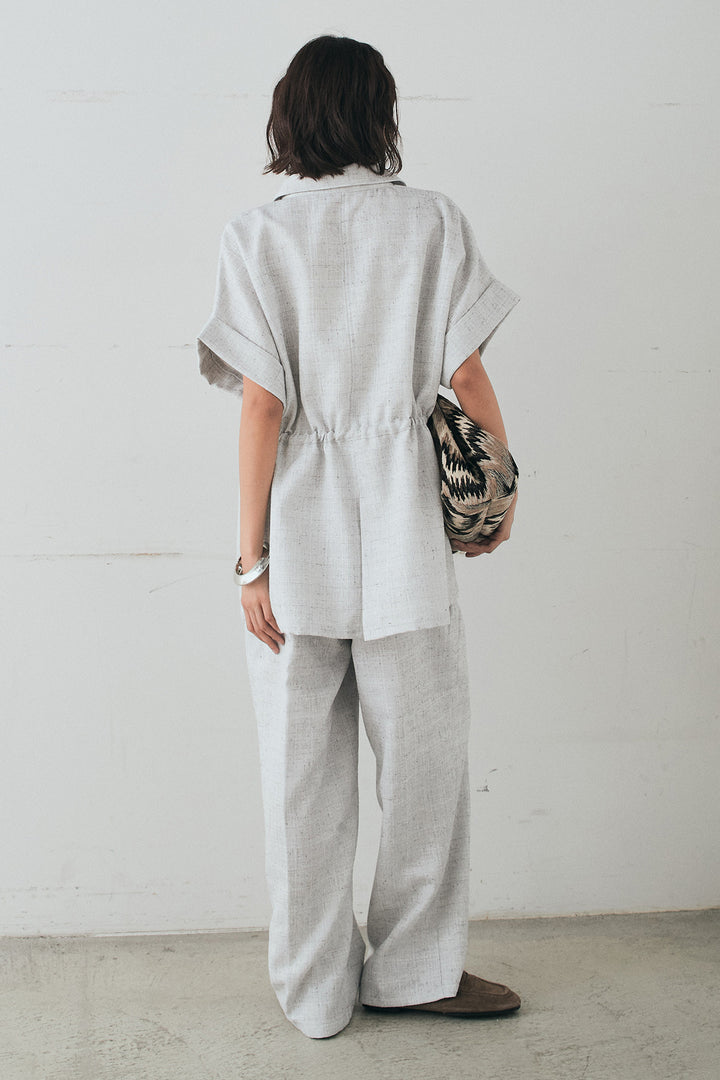 [SET]ツイードウエストドロストシャツ+ツイードタックパンツ(2set)