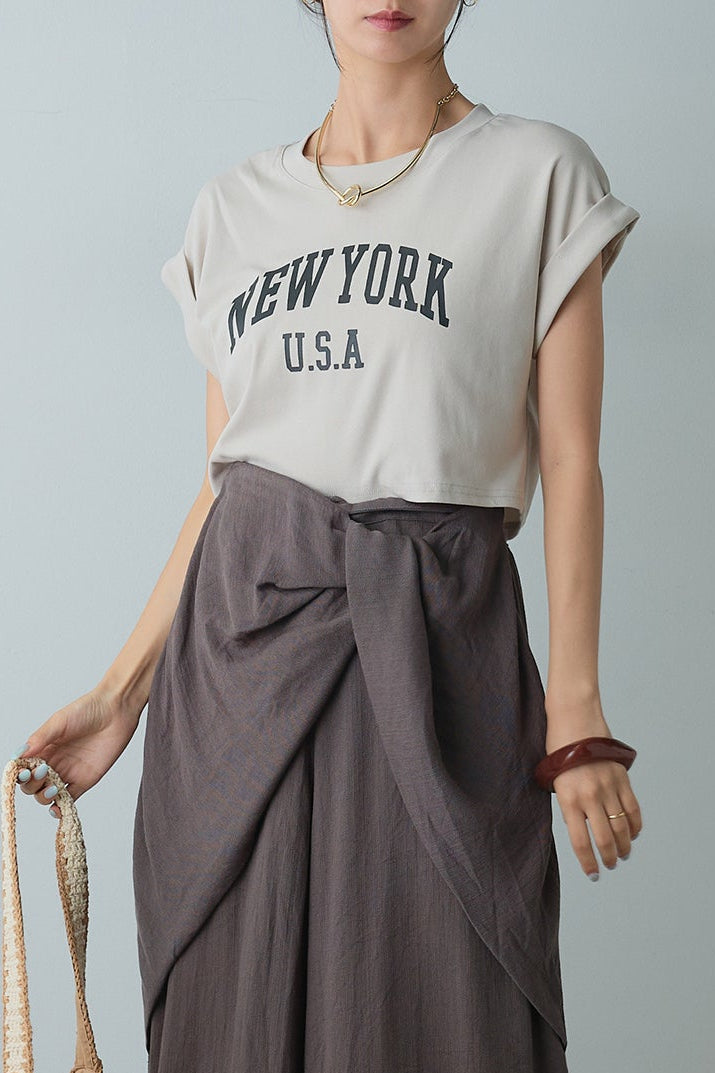 【即納】ショート丈NEWYORKロゴTシャツ