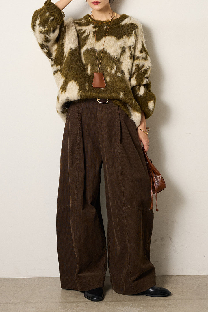 【着回しセット】[SET]モヘアタッチマーブルニット+モヘアタッチマーブルニット+タック入りコーデュロイワイドパンツ(3set)
