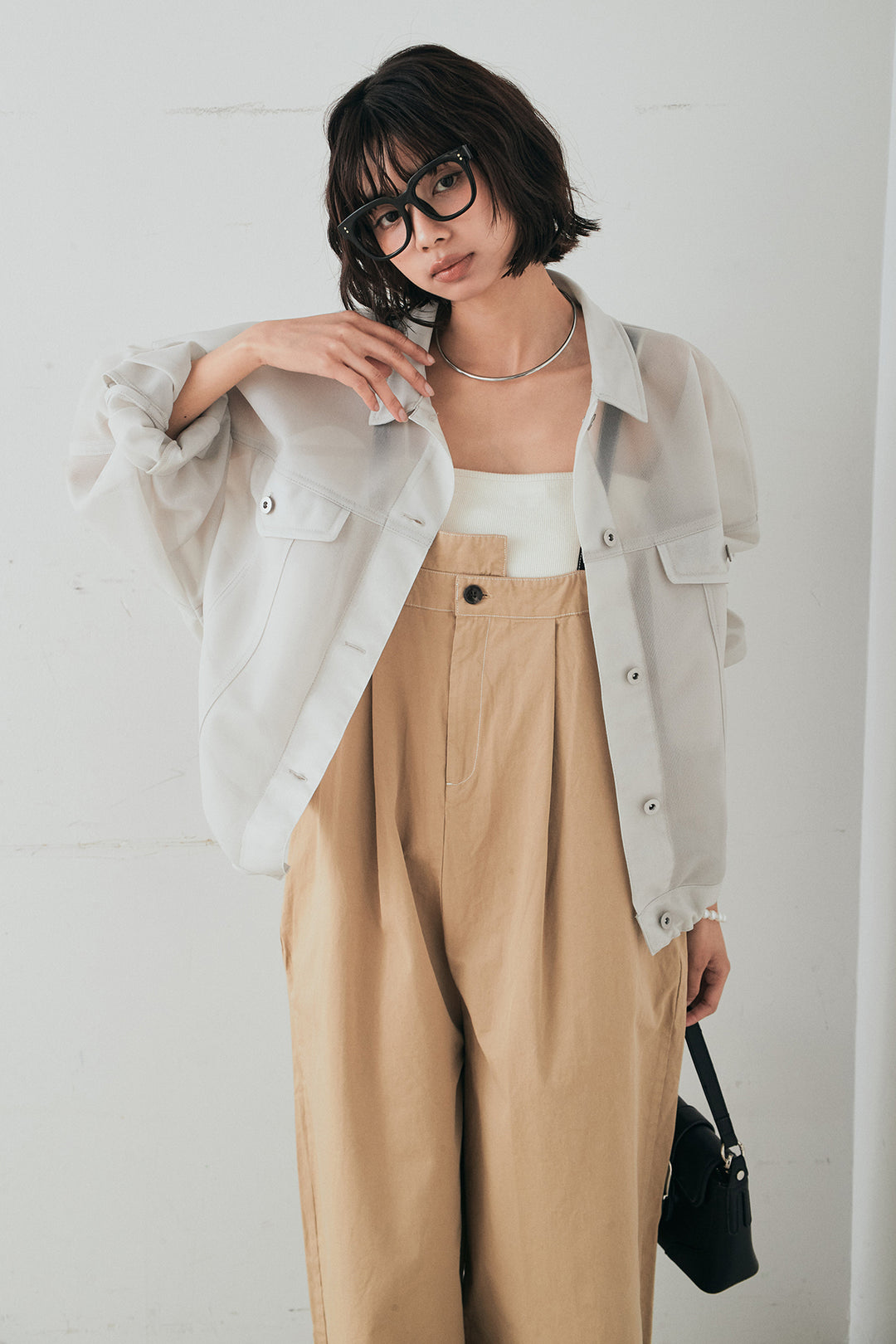 [SET]シアーダンボールサイドドロストジャケット+綿ツイルアシメサロペット(2set)