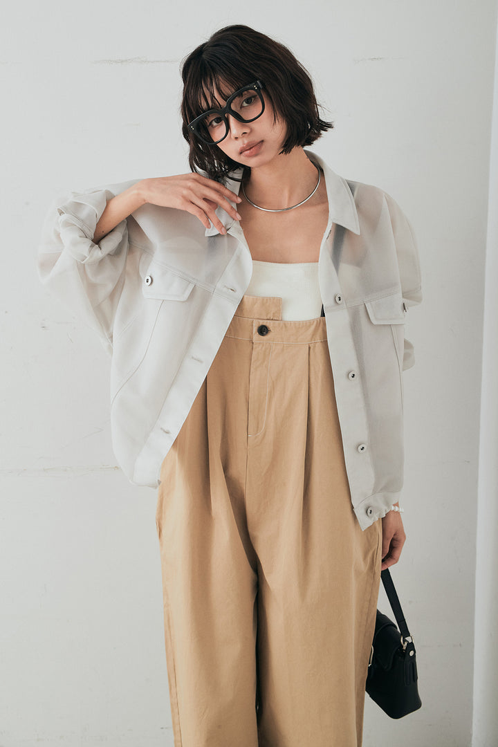 [SET]シアーダンボールサイドドロストジャケット+綿ツイルアシメサロペット(2set)