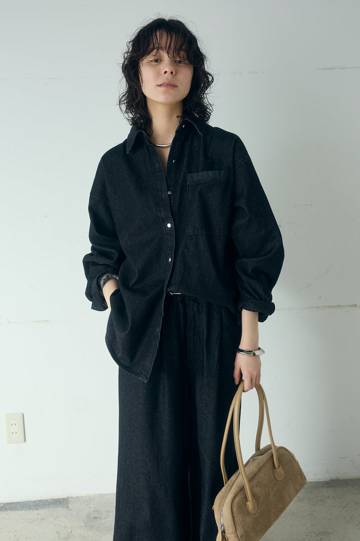 [SET]ライトオンスデニムシャツ+ライトオンスデニムルーズパンツ(2set)