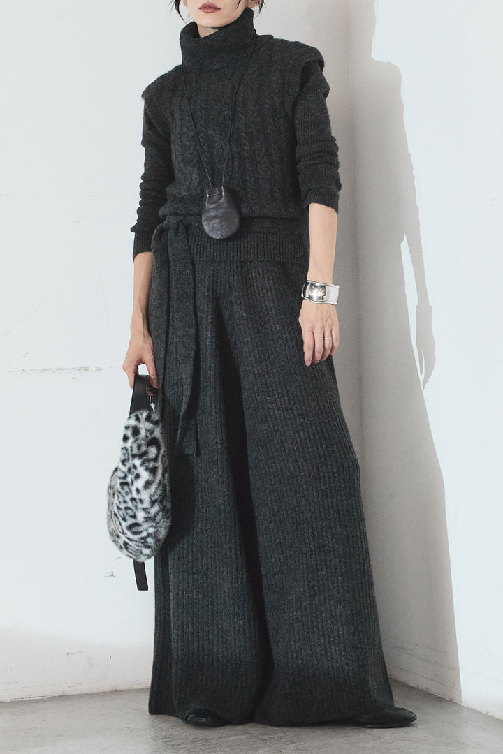 [SET]3ピースハイネックニットベストSETUP