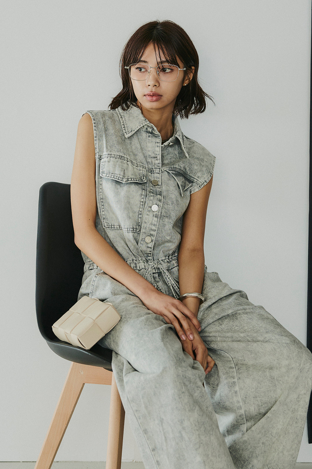 [SET]ケミカルデニムノースリロンパース