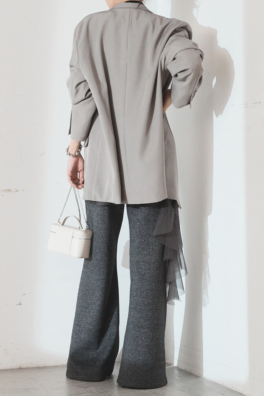 [SET]ルーズシルエットダブルテーラードジャケット+ストレッチロングTシャツ(2set)