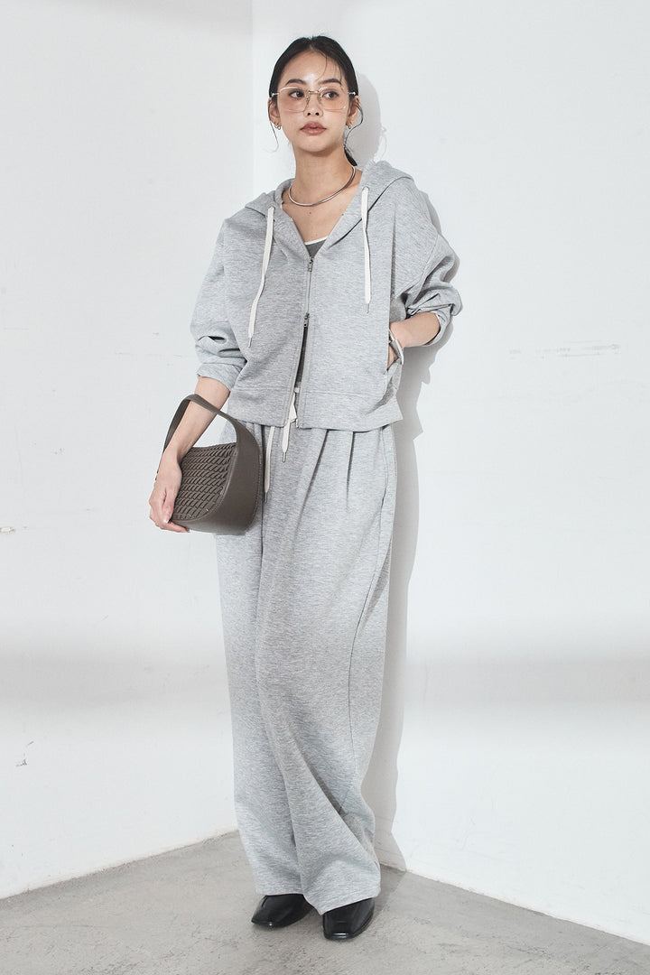 [SET]スウェットドルマンジップフードパーカー+スウェットコクーンイージーパンツ(2set)