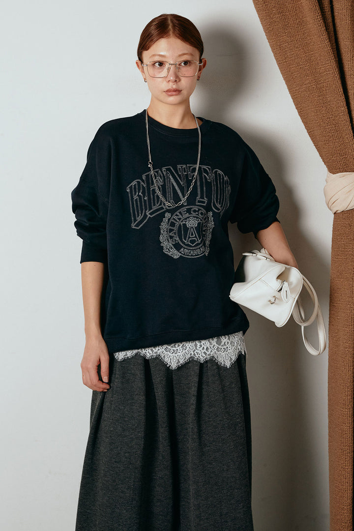 [SET]フロントロゴスウェットプルオーバー+カップ付きレースドッキングキャミソール(2set)