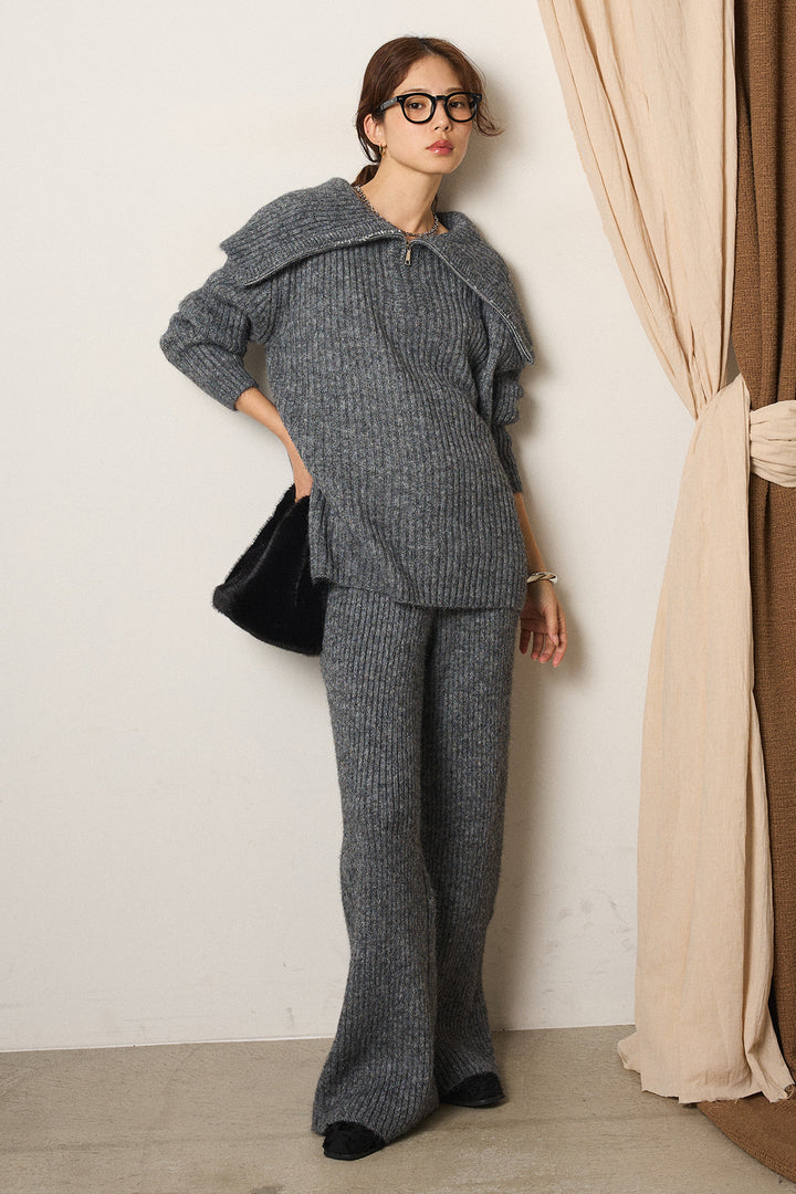 [SET]ハーフジップビックカラーニットSETUP