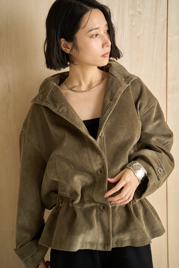 [SET]コーデュロイスタンドカラージャケット+リラックスニットショートパンツ(2set)