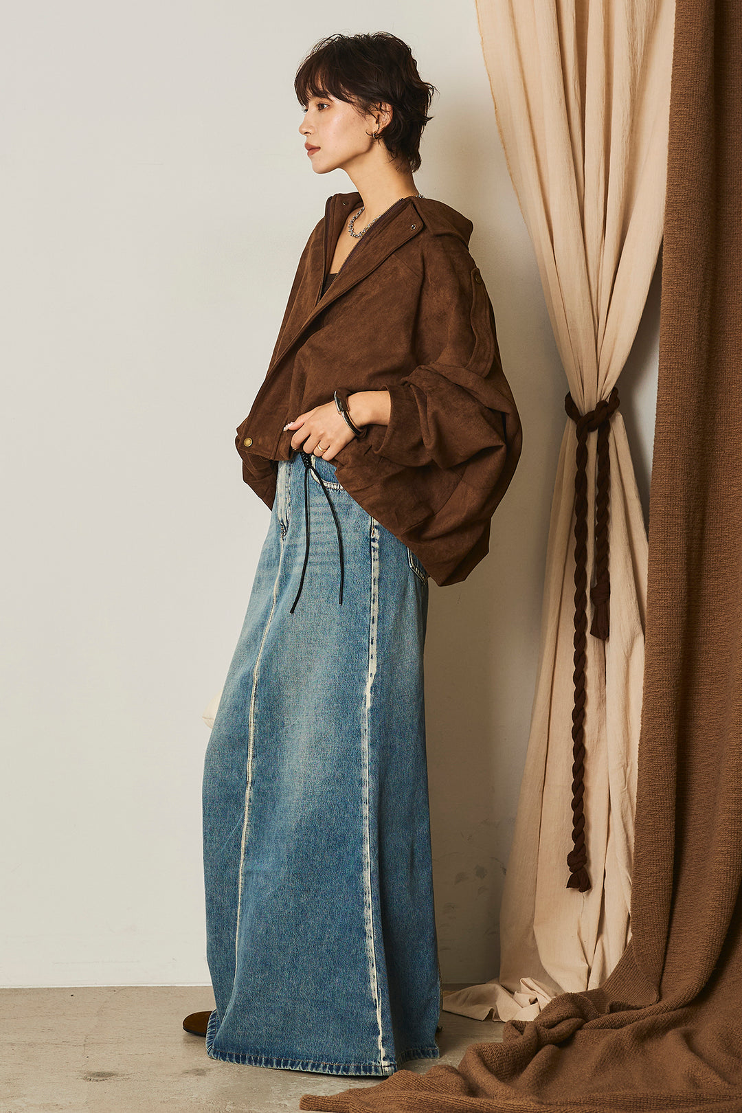 【即納】バルーンシルエットフェイクスエードブルゾン