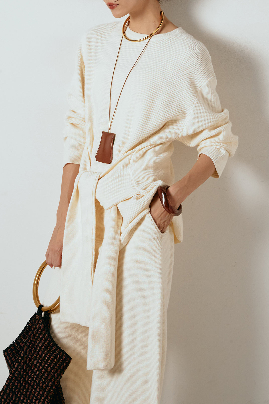 [SET]ウエスト巻きワッフルニットSETUP