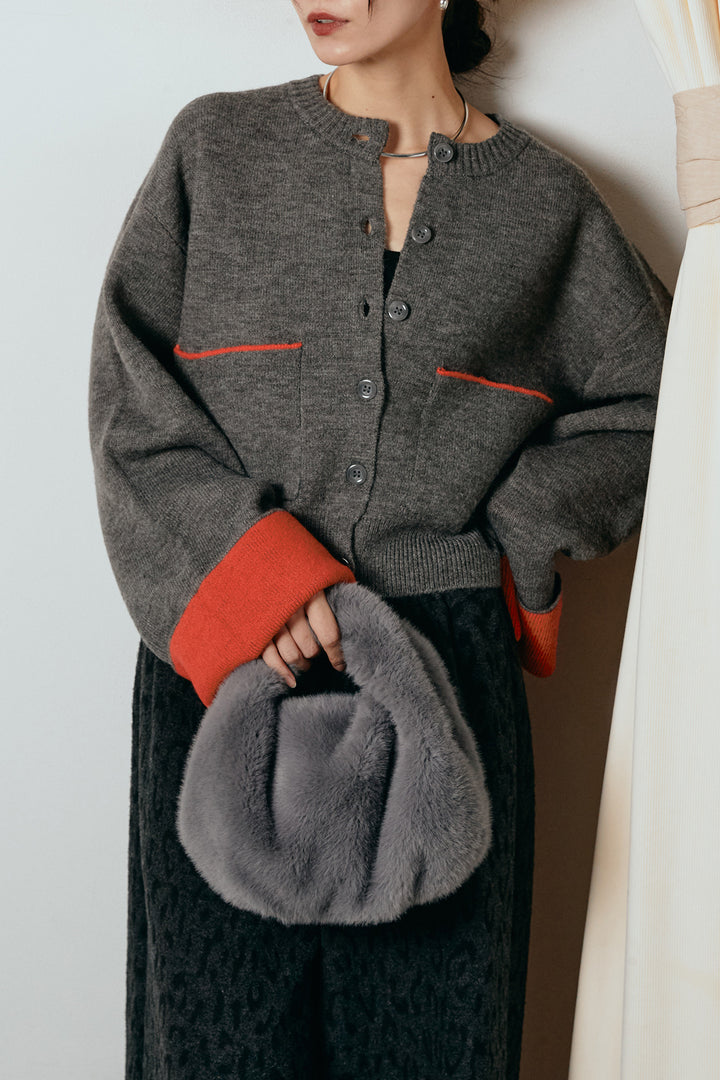 [SET]アルパカタッチダブルフェイスカーディガン+レオパードジャガードニットパンツ(2set)