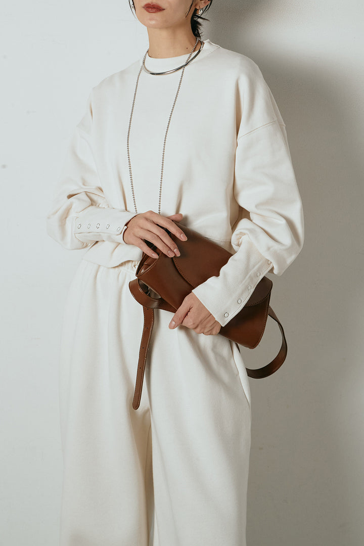 [SET]裏毛バックオープンプルオーバー+ストレッチレースクルーネックインナー+裏起毛スウェットワイドパンツ(3set)