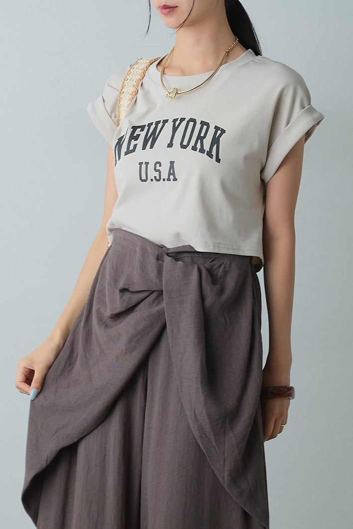 【即納】ショート丈NEWYORKロゴTシャツ