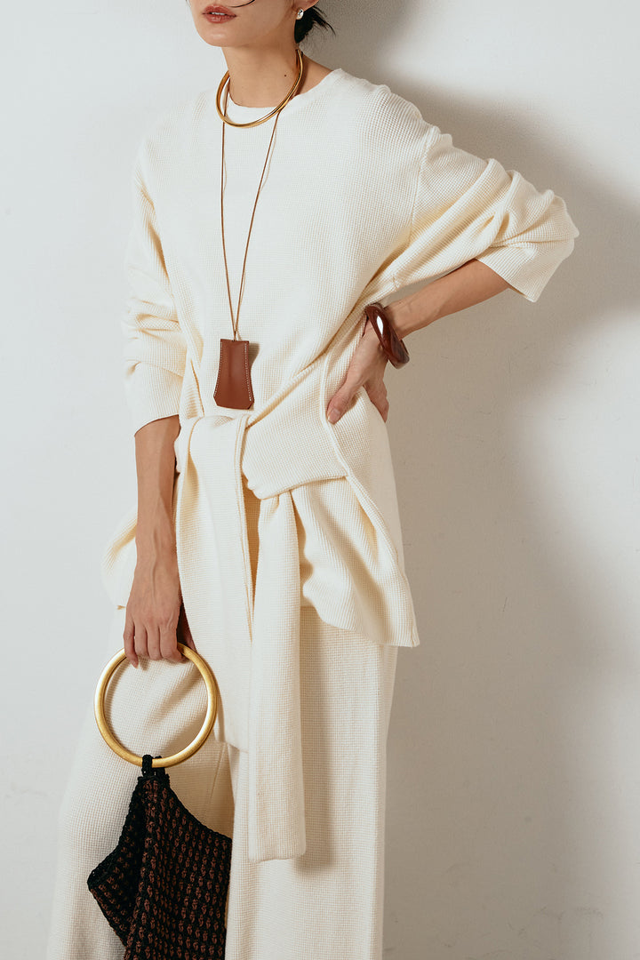 [SET]ウエスト巻きワッフルニットSETUP