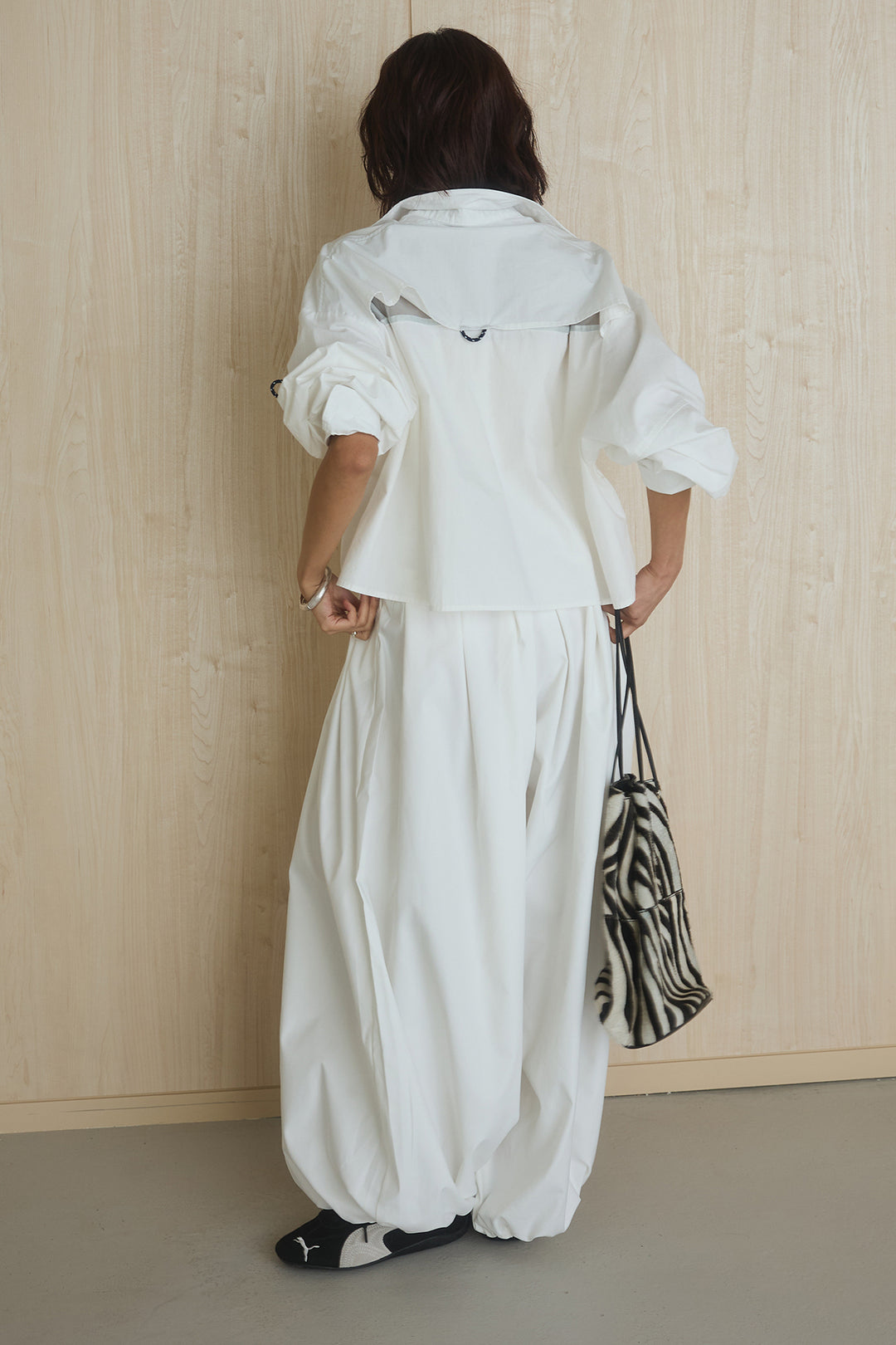 [SET]ビッグポケットシャツ+裾絞りワイドパンツ(2set)