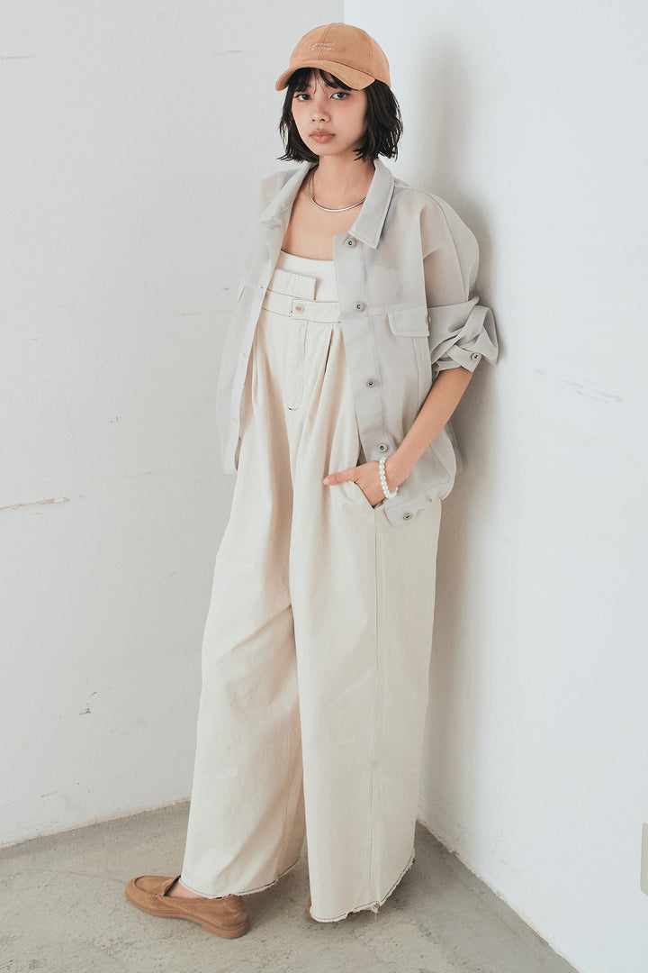 [SET]シアーダンボールサイドドロストジャケット+綿ツイルアシメサロペット(2set)